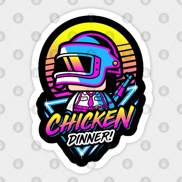 PUBG Chicken Dinner Retro Sticker by chibifyproject